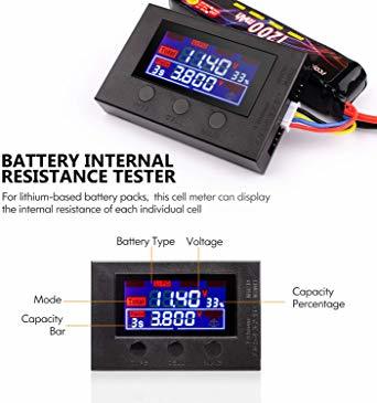 5-in-1 FCONEGY 5-in-1バッテリーメーター、セルメーター7、LiPo / LiFePO4 / Liイオン/Ni_2