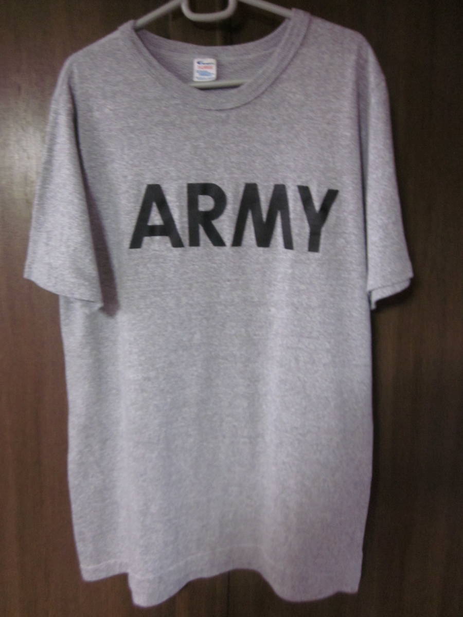 80's トリコタグ champion チャンピオン ARMY プリントTシャツ 霜降り