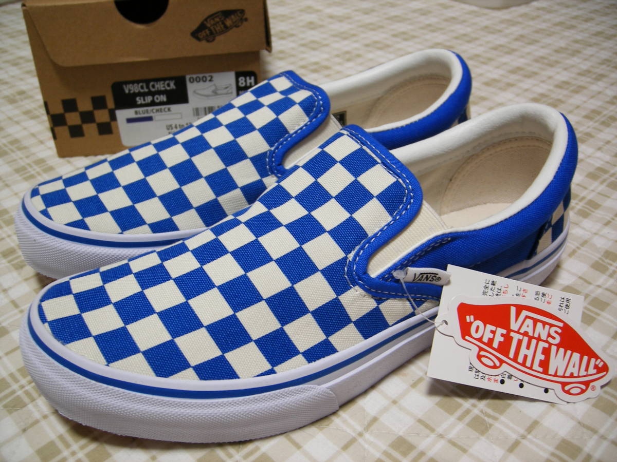 新品！限定！バンズ　スリッポン　ブルーチェック　8.5　青　V98CL　CHECK　SLIPON
