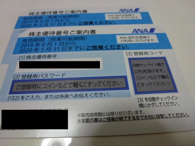 ANA 大黒屋 ANA株主優待券×2枚 ～2021⁄5⁄31まで 番号・
