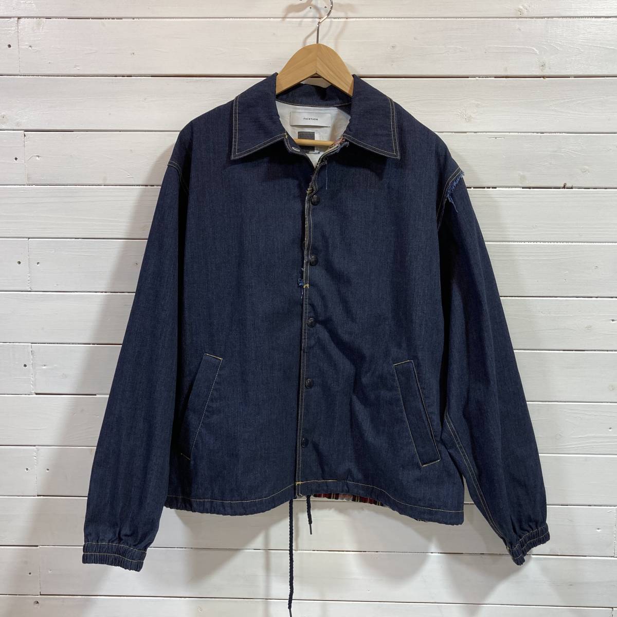 FACETASM ファセッタズム CUT OFF DENIMxCHECK COACH JACKET カット 