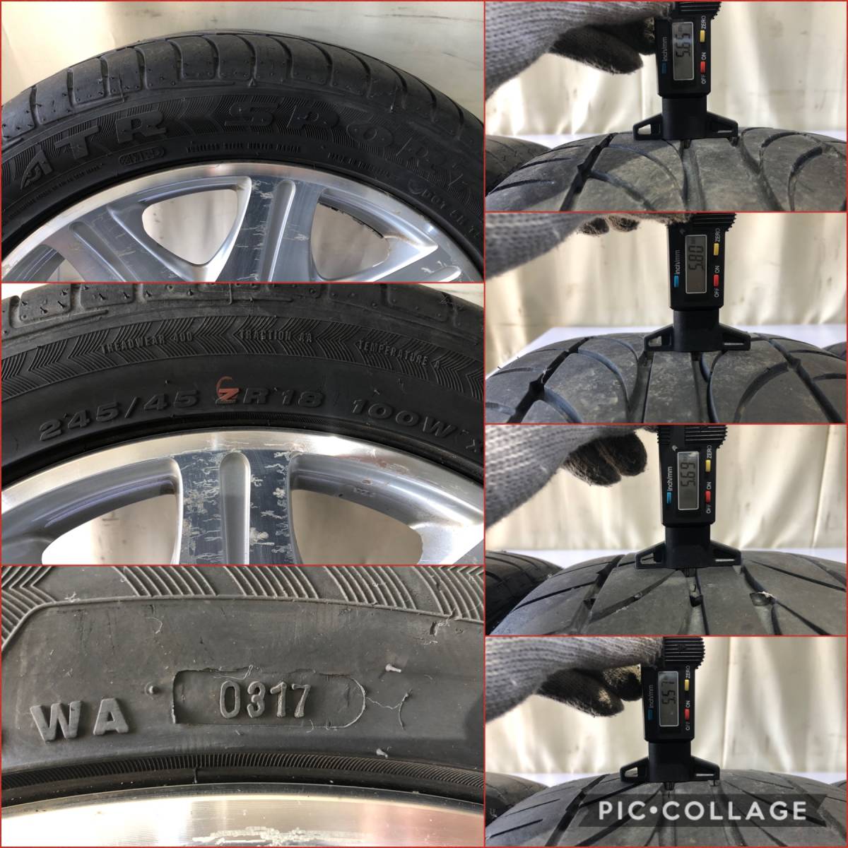 DEEP IMPACT 18インチ 8.0J +38 PCD114.3 5H【245/45ZR18】ATR SPORT タイヤ付4本セット！レクサス トヨタ マークX などに！_6