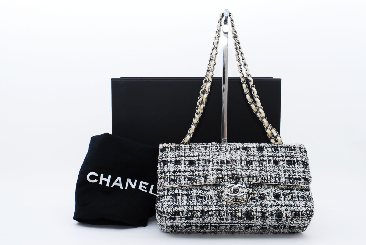 1円スタート 美品 シャネル CHANEL ツイードダブルフラップマトラッセ 