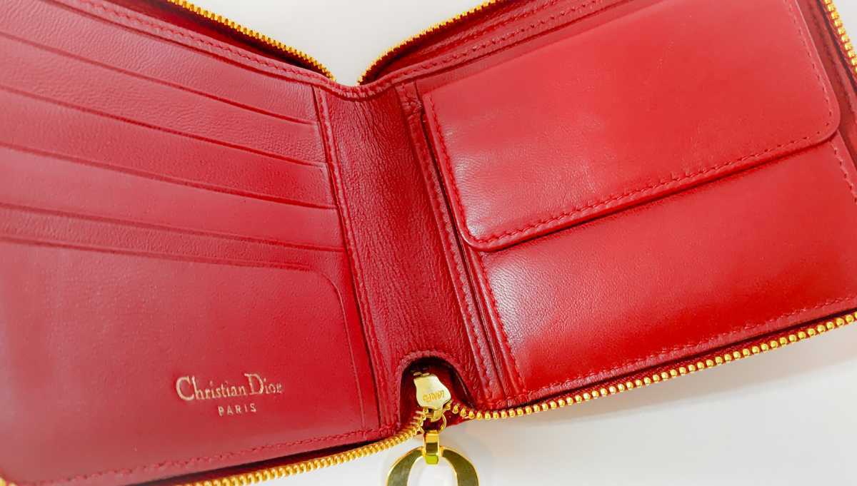 超美品 ディオール カナージュ ラウンドファスナー 財布 レディ