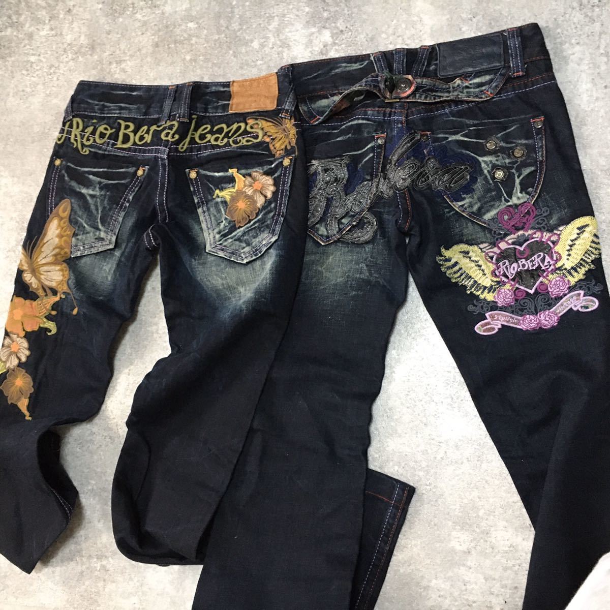A6○美品 RIOBERA JEANS リオベラ ジーンズ 濃紺 フルデコ インディゴ 