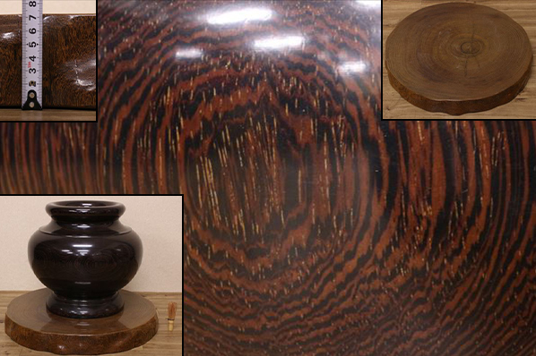 タガヤサン 飾り壺 鉄刀木 ◇豪華逸品! 公式 花瓶 壺 金彩色絵 人気！