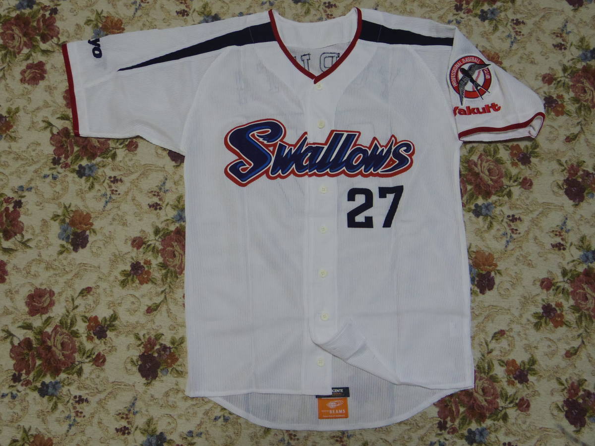 東京ヤクルトスワローズ ビジターユニフォーム 古田 プロモデル 非売品ヤクルト スワローズ 27古田敦也 ビームス - 古田敦也 DESCENTE NP-2466 ユニフォーム 元東京 レプリカユニフォーム プロコレユニフォーム