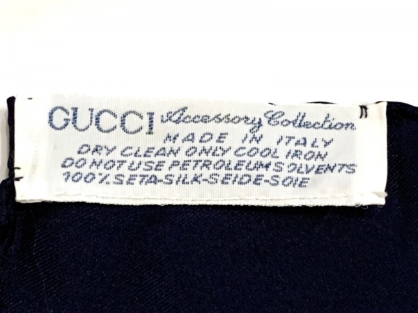 グッチ GUCCI ネイビー×マルチ スカーフ