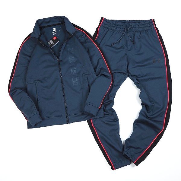 新品 UNDER ARMOUR アンダーアーマー 上下セット ジャージ トラックジャケット パンツ ジム トレーニング セットアップ M グレー I210