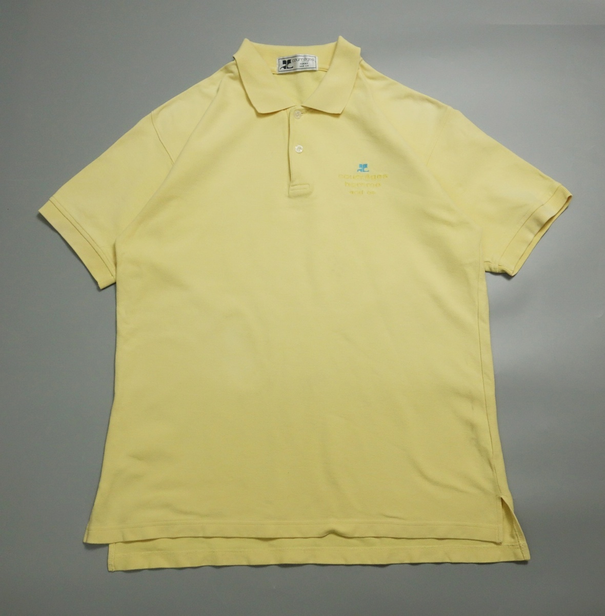 1円 courreges homme クレージュオム ロゴ刺繍鹿の子半袖ポロシャツ L 