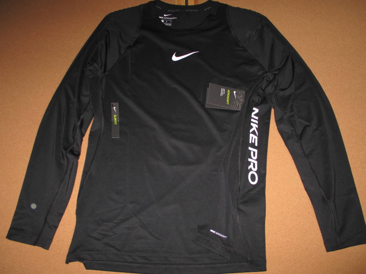 ナイキ NIKE ロングスリーブ JP ロングスリーブ(ブラック) Women\u0027s XL NIKE PRO LS クルー トレーニング トップ 定価8800円 検 ツルサラ素材 ストレッチ 長袖 Tシャツ ランニング ロンティ ブラック 黒