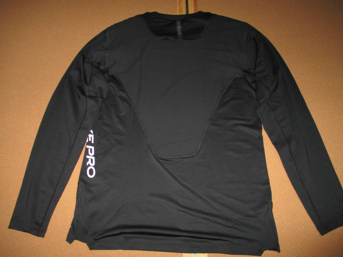 ナイキ NIKE ロングスリーブ JP ロングスリーブ(ブラック) Women\u0027s XL NIKE PRO LS クルー トレーニング トップ 定価8800円 検 ツルサラ素材 ストレッチ 長袖 Tシャツ ランニング ロンティ ブラック 黒
