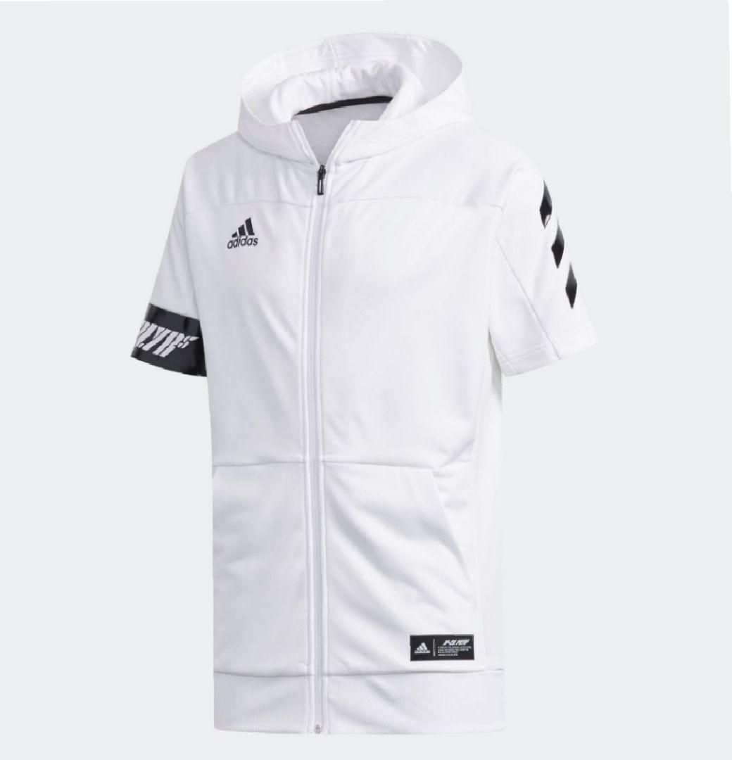 【超激得，格安】 アディダス adidas 訳あり メンズ 吸汗速乾 半袖 ジップ パーカー ジャケット シャツ 白 ホワイト XLサイズ HM34 二 参 QWER(スウェット)｜売買されたオークション情報、yahooの商品情報をアーカイ スウェット