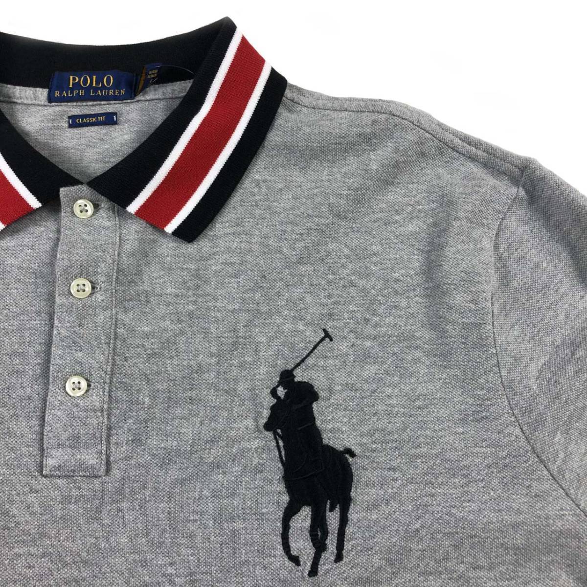 1円～!売切!【正規新品】POLO RALPH LAUREN ポロ ラルフローレン◆半袖 ポロシャツ 限定品 ビッグポニー刺繍 コットン(XXL)グレー190131-40