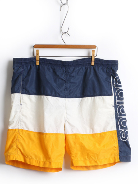 90s □ ADIDAS アディダス ビッグ ロゴ 刺繍 トリコカラー 切替