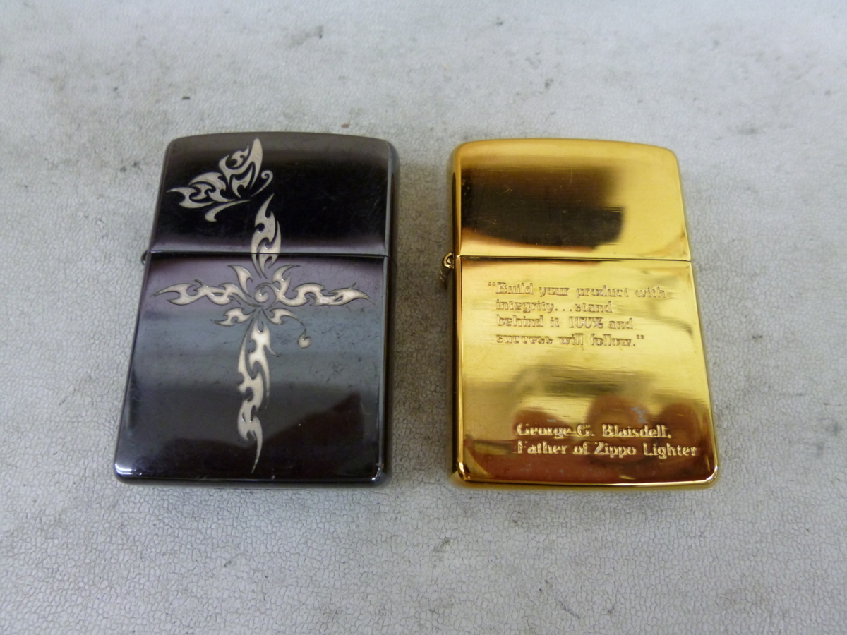  Zippo ジッポー ブラック＆ゴールド調 2点 ジャンク I7-102(その他)｜売買されたオークション情報、yahooの商品情報をアーカイブ公開 - オークファン Zippo