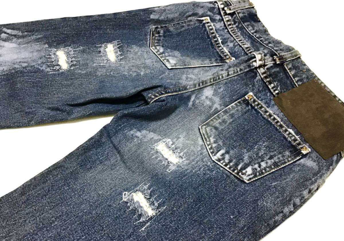 ドルチェ&ガッバーナ　クロップド丈ペイントダメージ加工ジーンズ(極美品) 即決 美品 名作 02SS ドルチェ&ガッバーナ DOLCE & GABBANA デストロイ