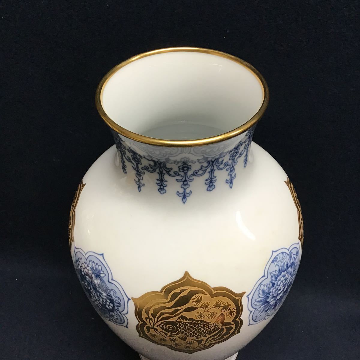 大倉陶園 OKURA フラワーベース 花瓶 壷 壺 高さ36cm 箱入 特大サイズ