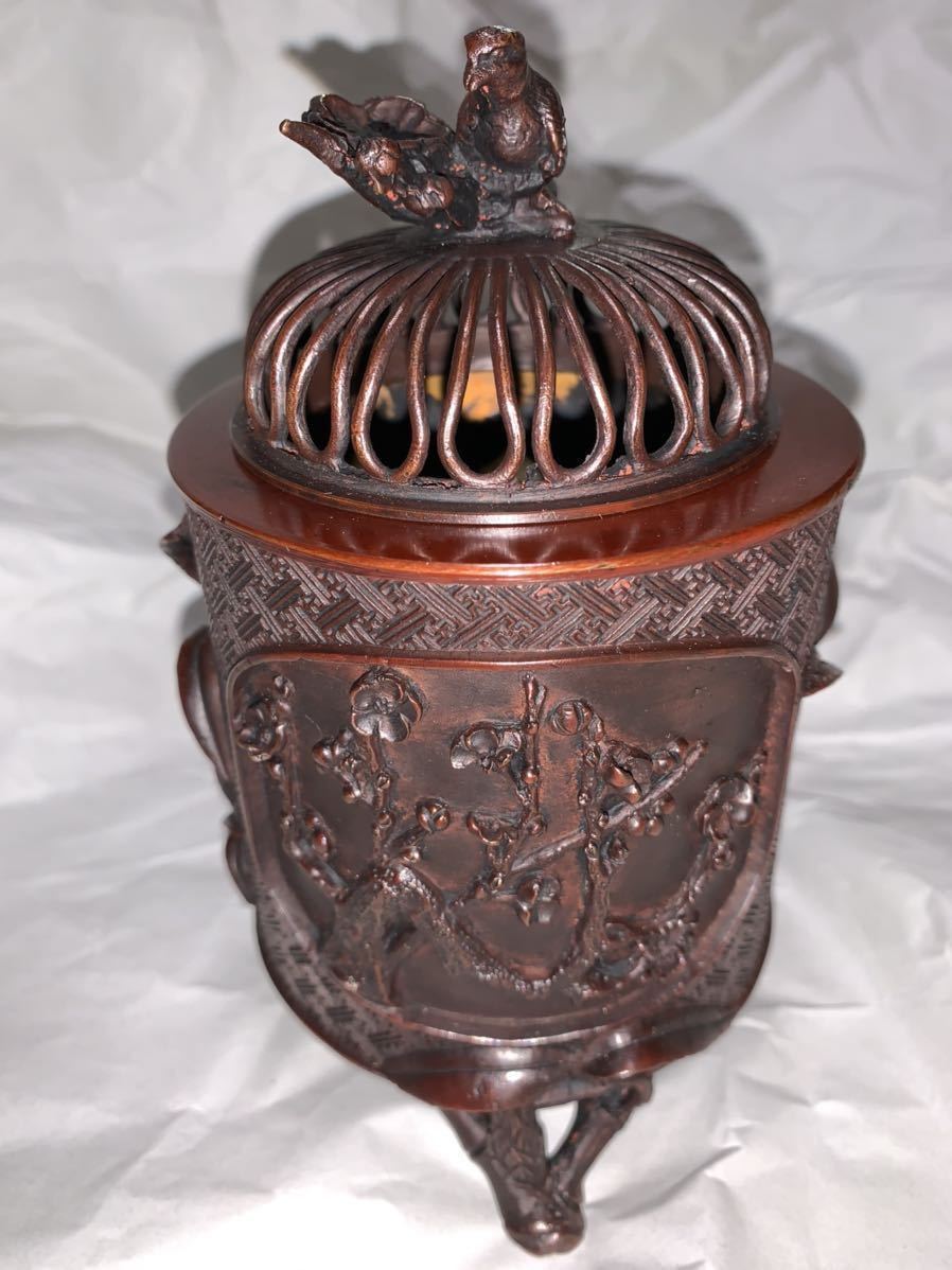 高岡銅器 香炉 Yahoo!オークション 三 工芸品 米田秀保 獅子摘蓋付昇竜