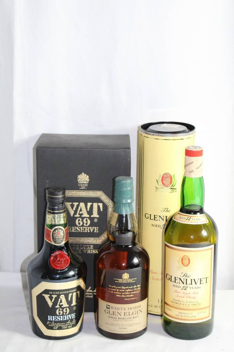 1s酒363D 古酒・未開栓 3本セット WHITE HORSE GLEN ELGIN ホワイト