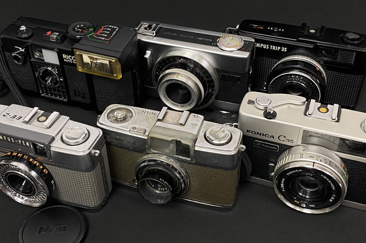 【カメラ 13台まとめ】キヤノン オリンパス リコー コニカ デジカメ フィルム AZ-824 オールド フィルムカメラ 6台 OLYMPUS PEN TRIP35 KONICA C35