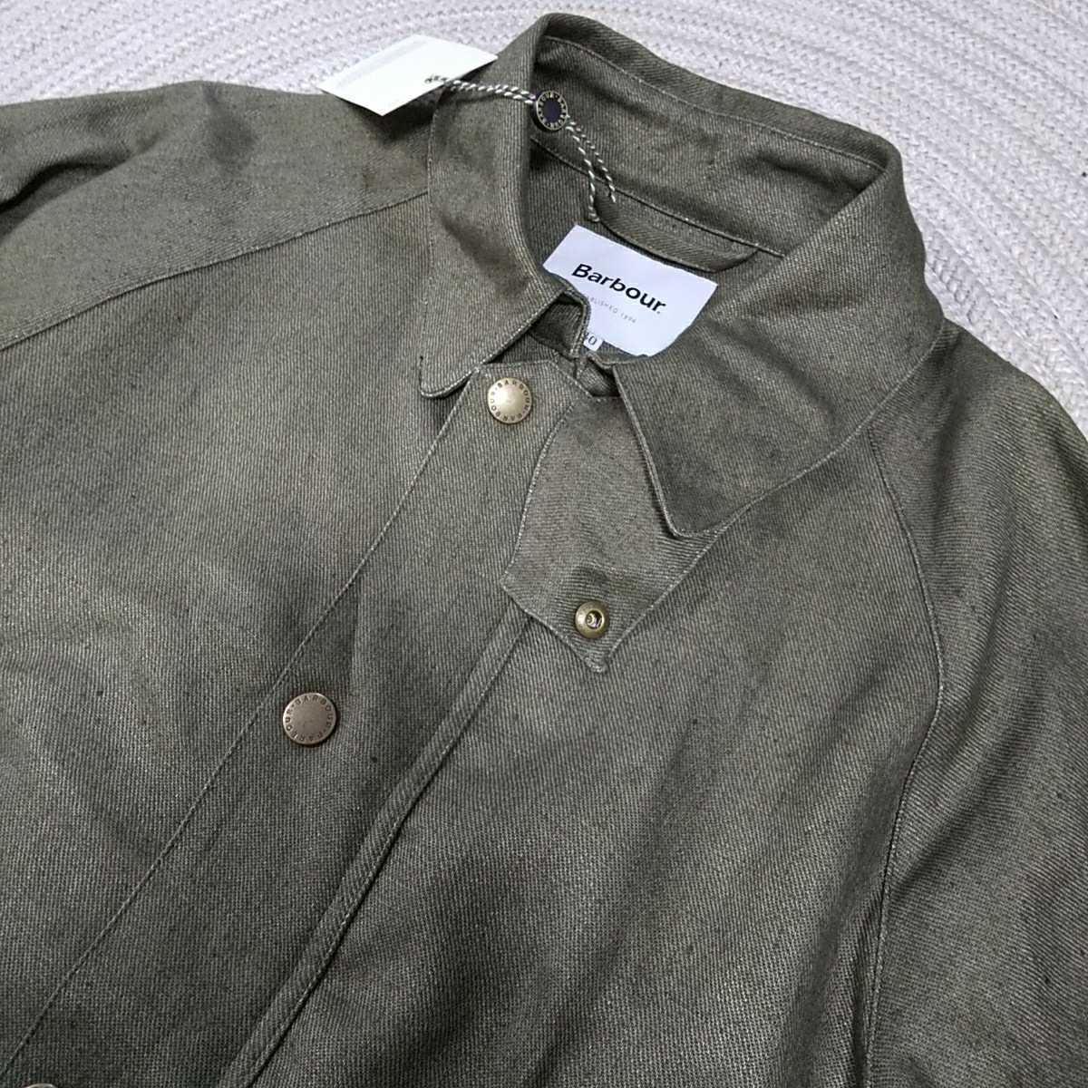 新品 定価58300 Barbour リネン ビデイル SL 38 L程度 オリーブ 