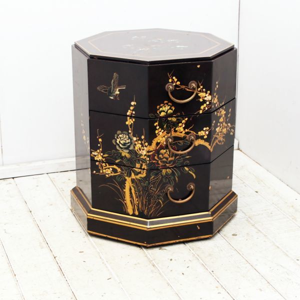 中国家具 箪笥 花台 チェスト 引き出し 8杯 八角型 チェスト」の落札