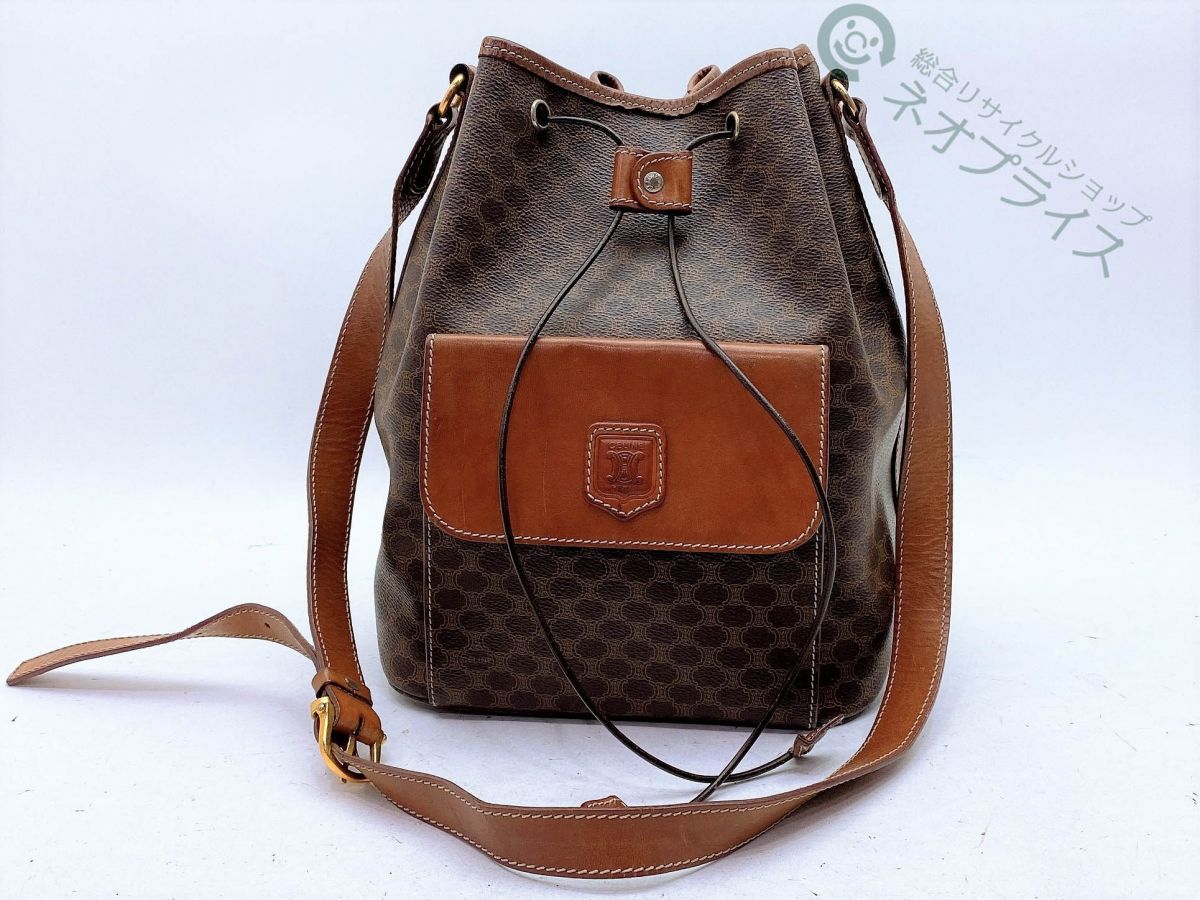 ◇N18744 CELINE セリーヌ サークルロゴ マカダム柄 ショルダー バッグ