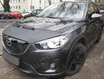 マツダCX-5 CX5 KEノーズブラ フロント ボンネット フード カバー マスク トリム プロテクター フェイクレザー黒ブラック エアロスポイラー