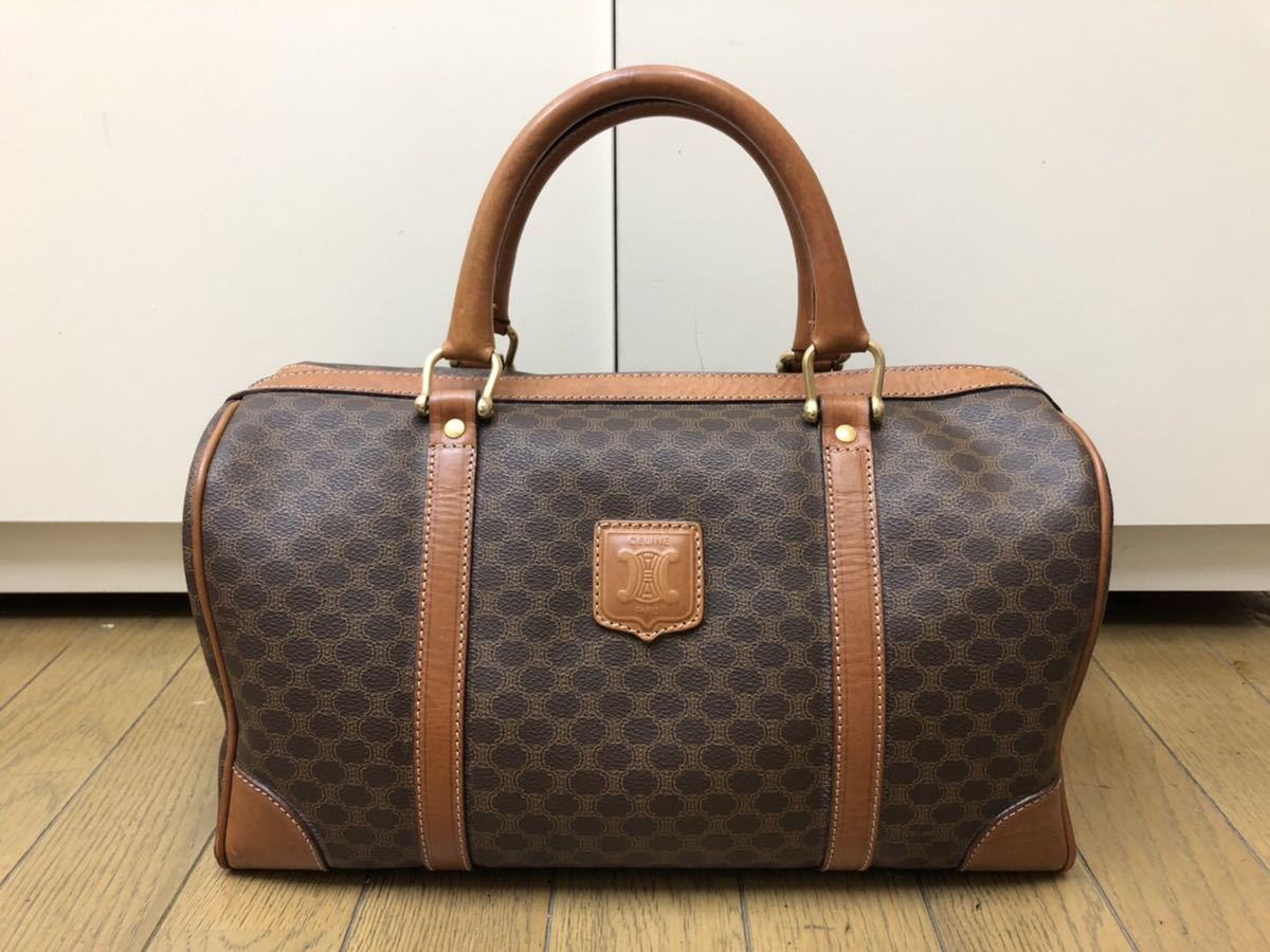 セリーヌ マカダム柄 CELINE ハンドバッグ 1円 PVC×レザー クロス 