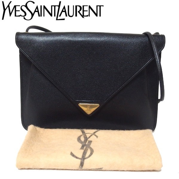  1円 イヴ サンローラン YSL ロゴ 三角金具 ヴィンテージ ショルダーバッグ 黒 YVESSAINT LAURENT(かばん、バッグ)｜売買されたオークション情報、yahooの商品情報をアーカイブ公開 - オークファン かばん、バッグ