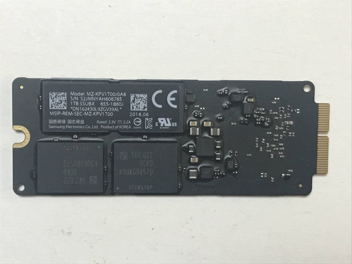 美品 高速版 Apple純正 PCIe SSD 1TB 1000GB MZ-KPV1T00/0A8 MacBook 