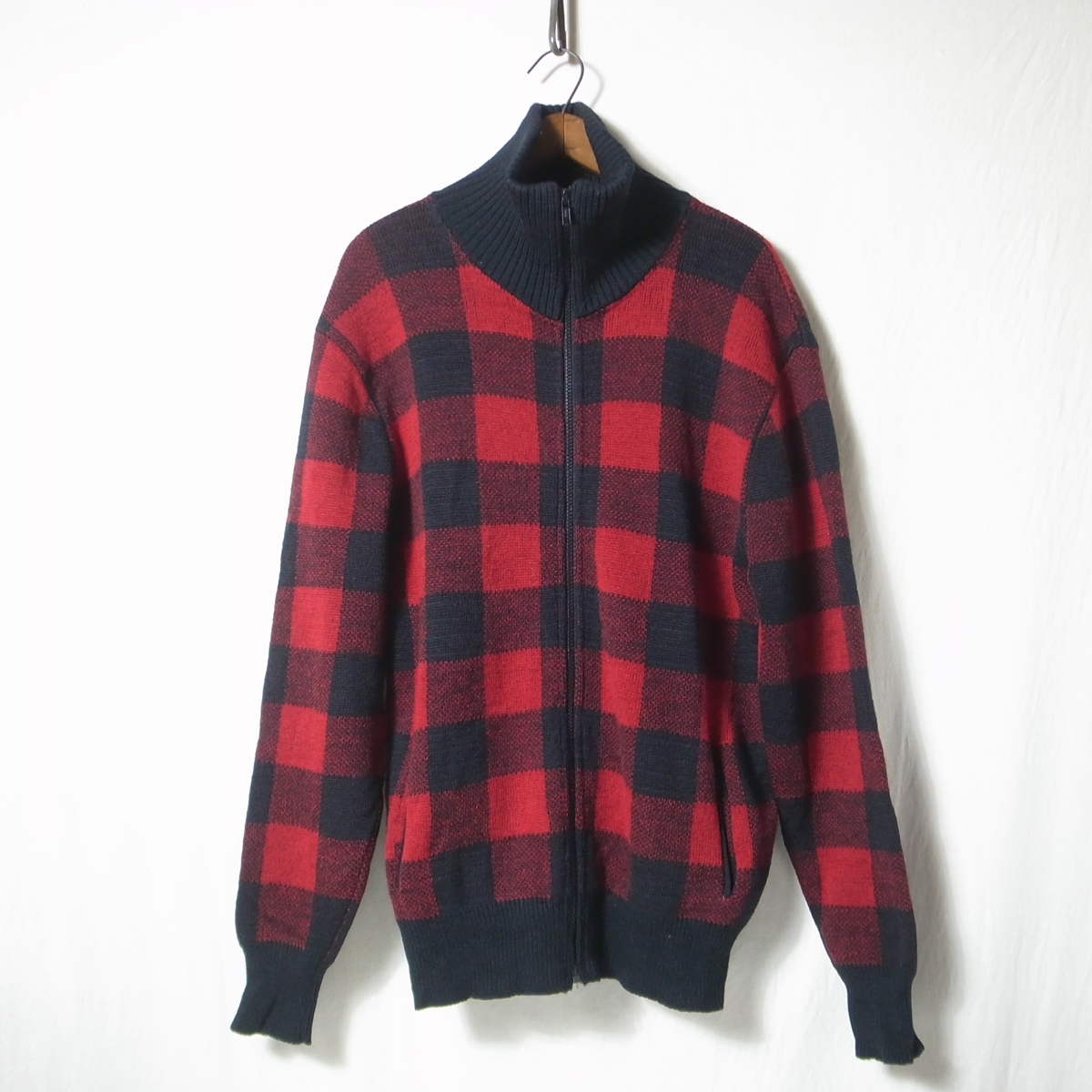 70s ヴィンテージ PENDLETON ペンドルトン フルジップ ジャケット L / ドライバーズニット ウール ブロックチェック USA
