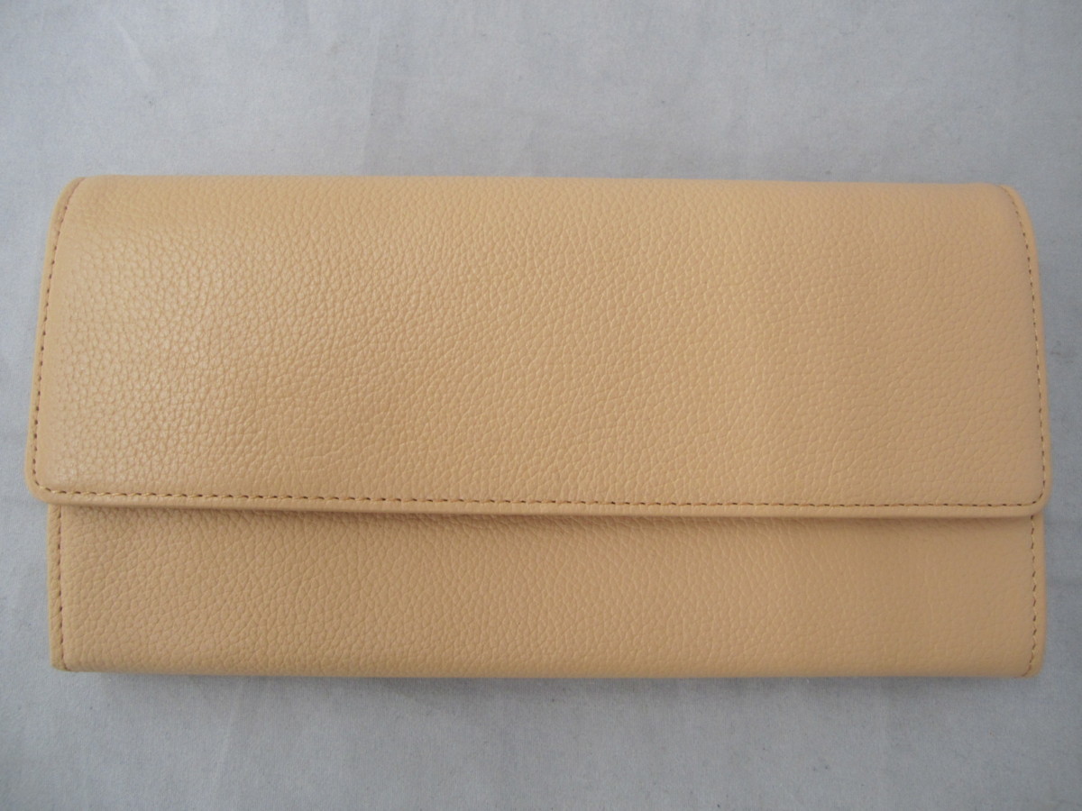 【中古品】HAMANO【濱野皮革工藝】本革　長財布 グレースウォレット エル シャーベットオレンジ　 ￥27，500(税込)　（管理番号：060104）