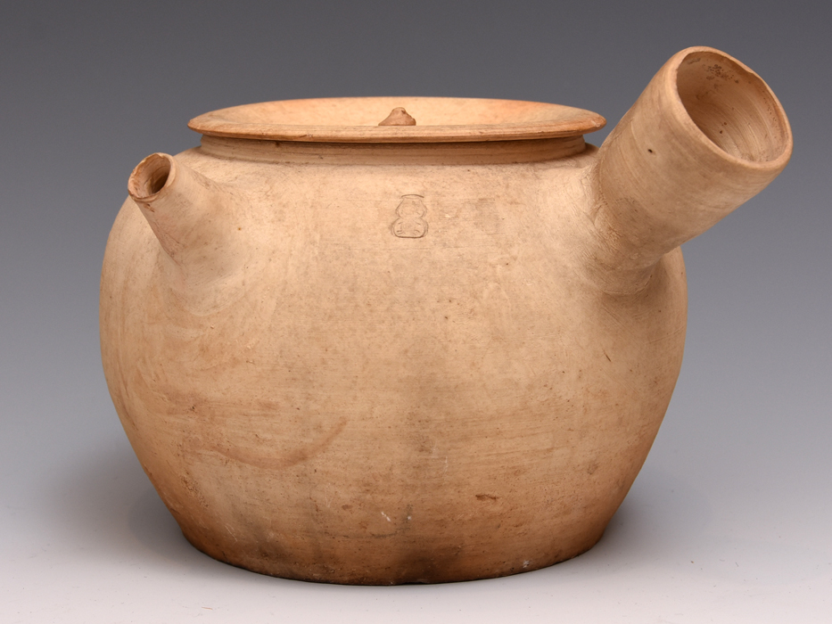 白泥 湯沸 煎茶道具 唐物 急須 ボーフラ 提梁 ボウフラ 中国 14cm