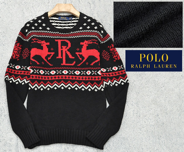 【限定セール，爆買い】 ラルフローレン POLO RALPH LAUREN アンゴラ カシミヤ混 ノルディック柄 しっとりと柔らかく滑らかなコットンニットセーター 黒/S(セーター)｜売買されたオークション情報、yahooの商品情報をア 男性用
