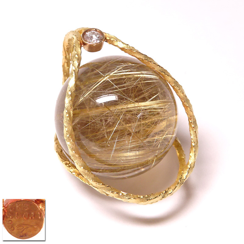 豊富な，SALE 慶應 世界的ジュエリーデザイナー 池田達治 デザイン ルチルクオーツ66.42ct ダイヤモンド0.11ct K18金具ペンダントトップ 品質保証書(クリスタル、水晶)｜売買されたオークション情報、yahooの クリスタル、水晶