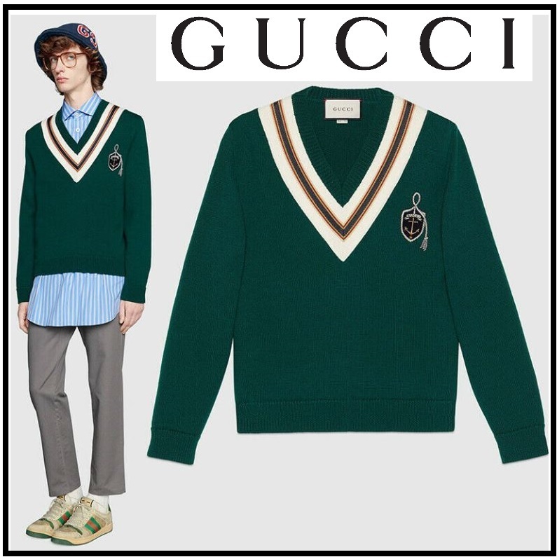 メンズ 美品✨GUCCI グッチ ロゴ アンカー インターロッキング