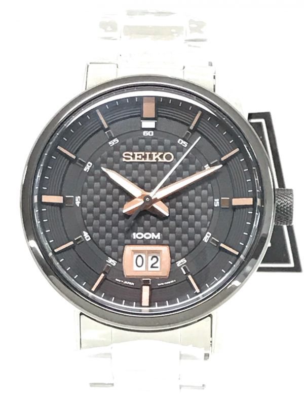 θ【新品未使用品】SEIKO/セイコー クオーツ腕時計 SUR285P1 海外モデル ブラック×シルバー タグ付き 箱/説明書/保証書 S04245836777