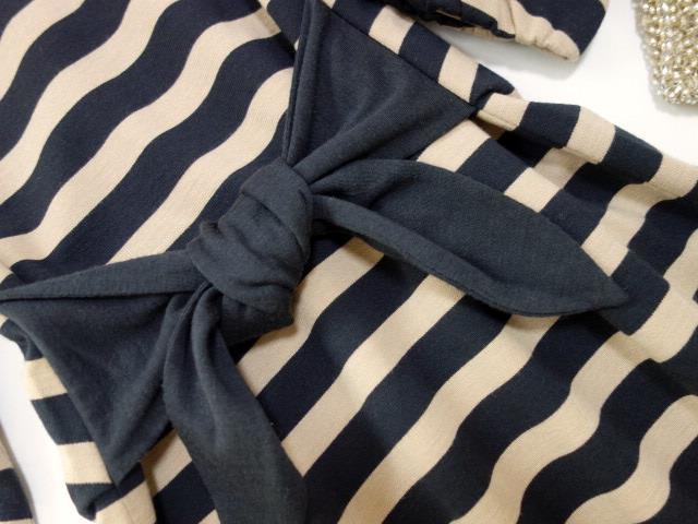 アナトリエ Anatelier☆ウエストリボン付き☆ボーダー柄 ウール混  