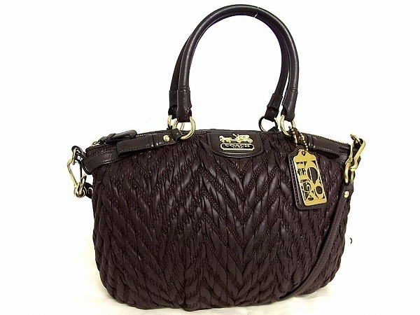 1円 □美品□ COACH コーチ 18637 ナイロン×レザー ゴールド金具 2WAY 