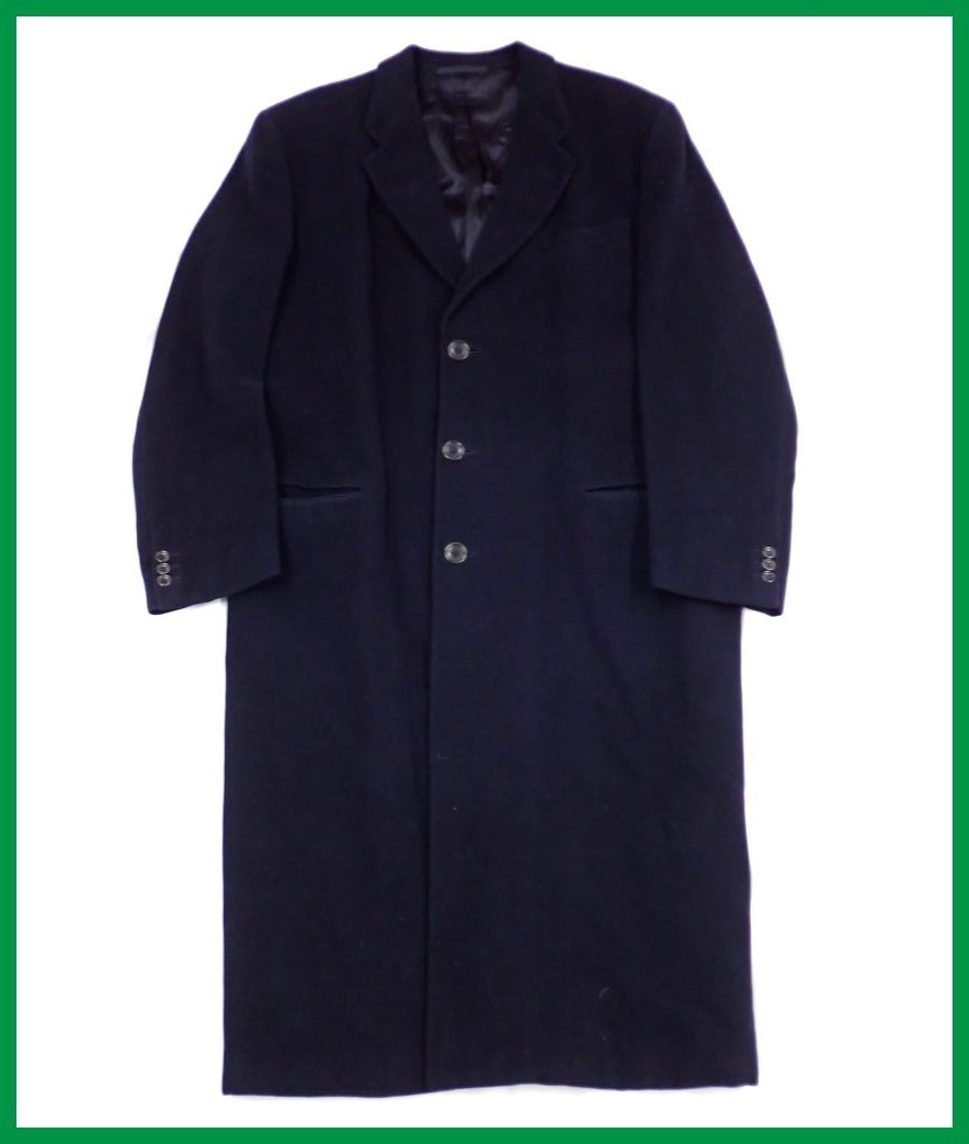 ★ARMANI COLLEZIONI/アルマーニコレツィオーニ ロングチェスターコート メンズLL相当/ネイビー/無地/厚手/イタリア製#1555200013
