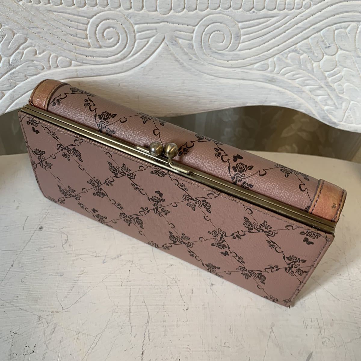 極美品 ANNA SUI アナスイ 長財布 レザー 本革 がま口 小銭いれ お 