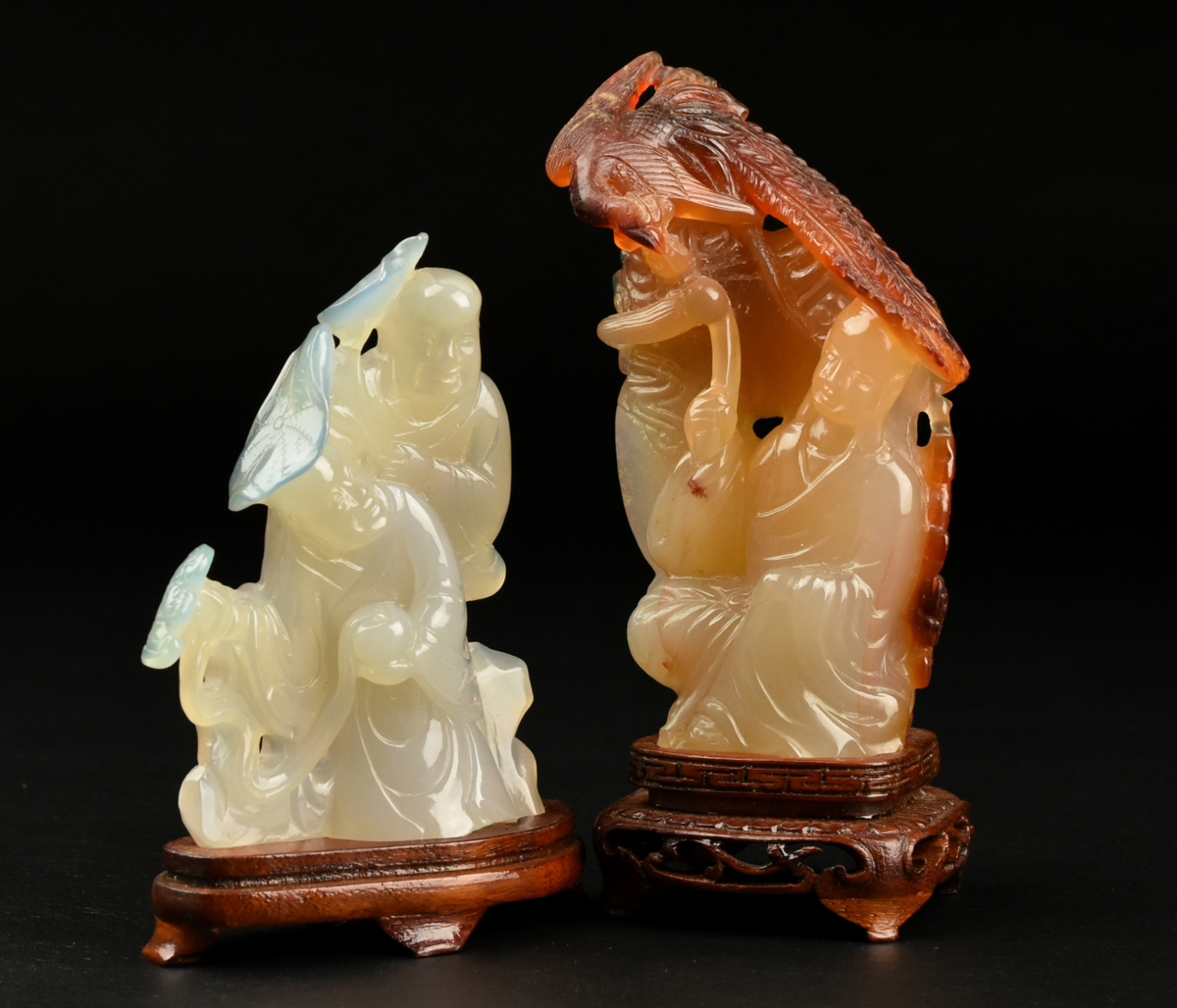 中国文房具と煎茶 Mythology The メノウ 瑪瑙彫 (3 【騰立】中国美術唐物