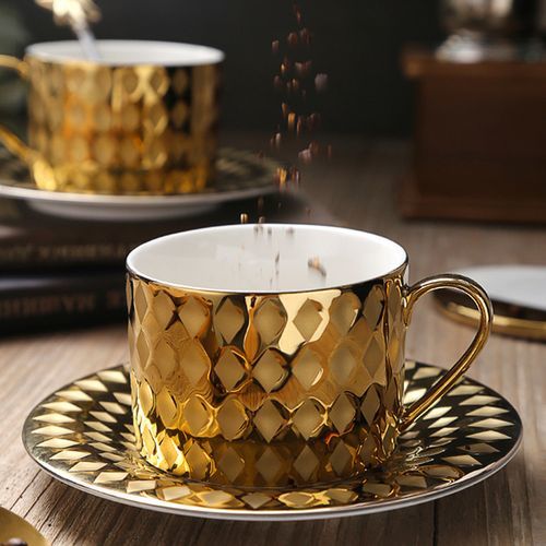 ◆領収書可能◆ティー セット マグカップ ソーサー スプーン コップ 皿 器 コーヒー 紅茶 金 ゴールド 星 スター おしゃれ_4