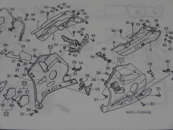 ひや2点 ホンダ CBR250RR MC22 アンダーカウル取付スクリュ/クリップナット