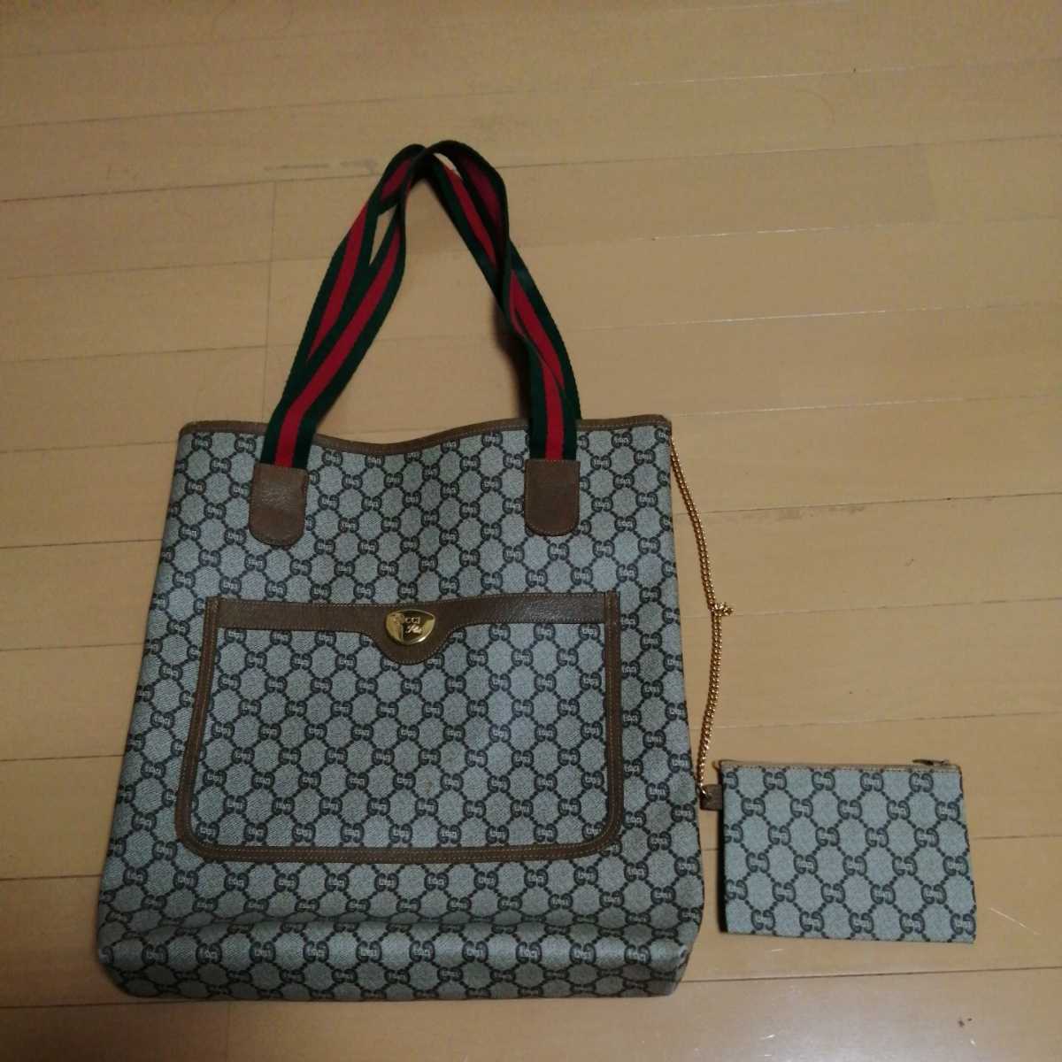 GUCCI オールドグッチ グッチプラス トートバッグ シェリーライン 