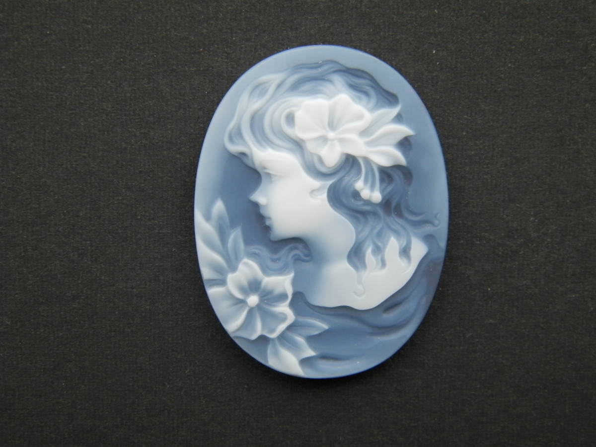 メノウ カメオ ルース 40.0 mm × 30.0 mm × 3.8mm 8.1g 【公式通販】