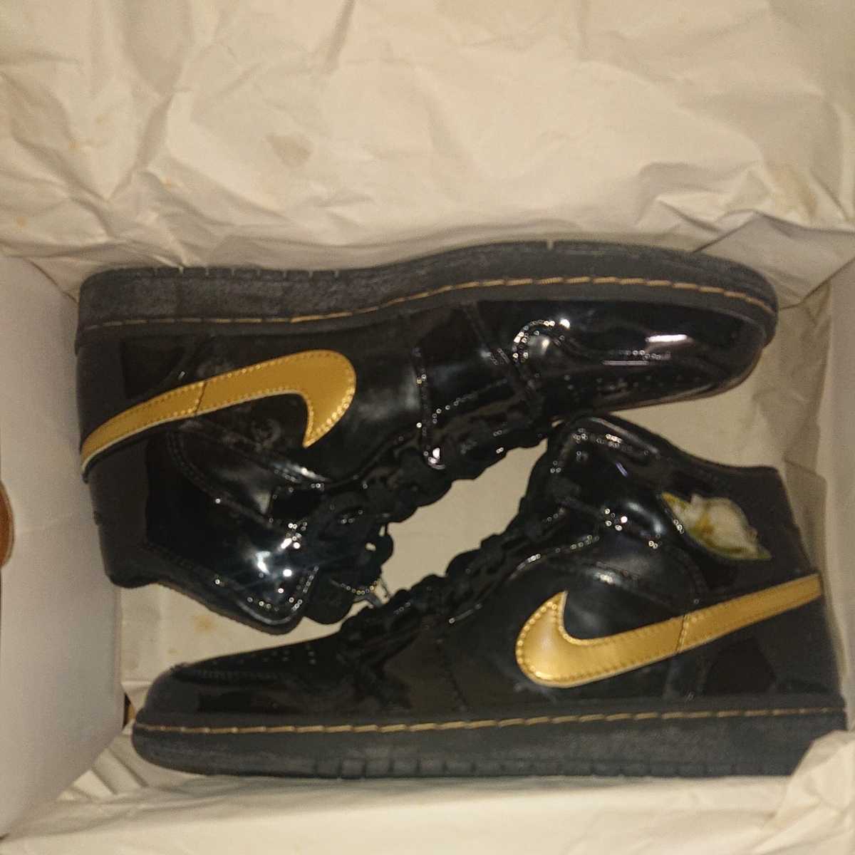 2003 NIKE AIR JORDAN 1 RETRO BLACK METALLIC GOLD ナイキ エア ジョーダン パテント　ブラック　ゴールド　mid 136085-070