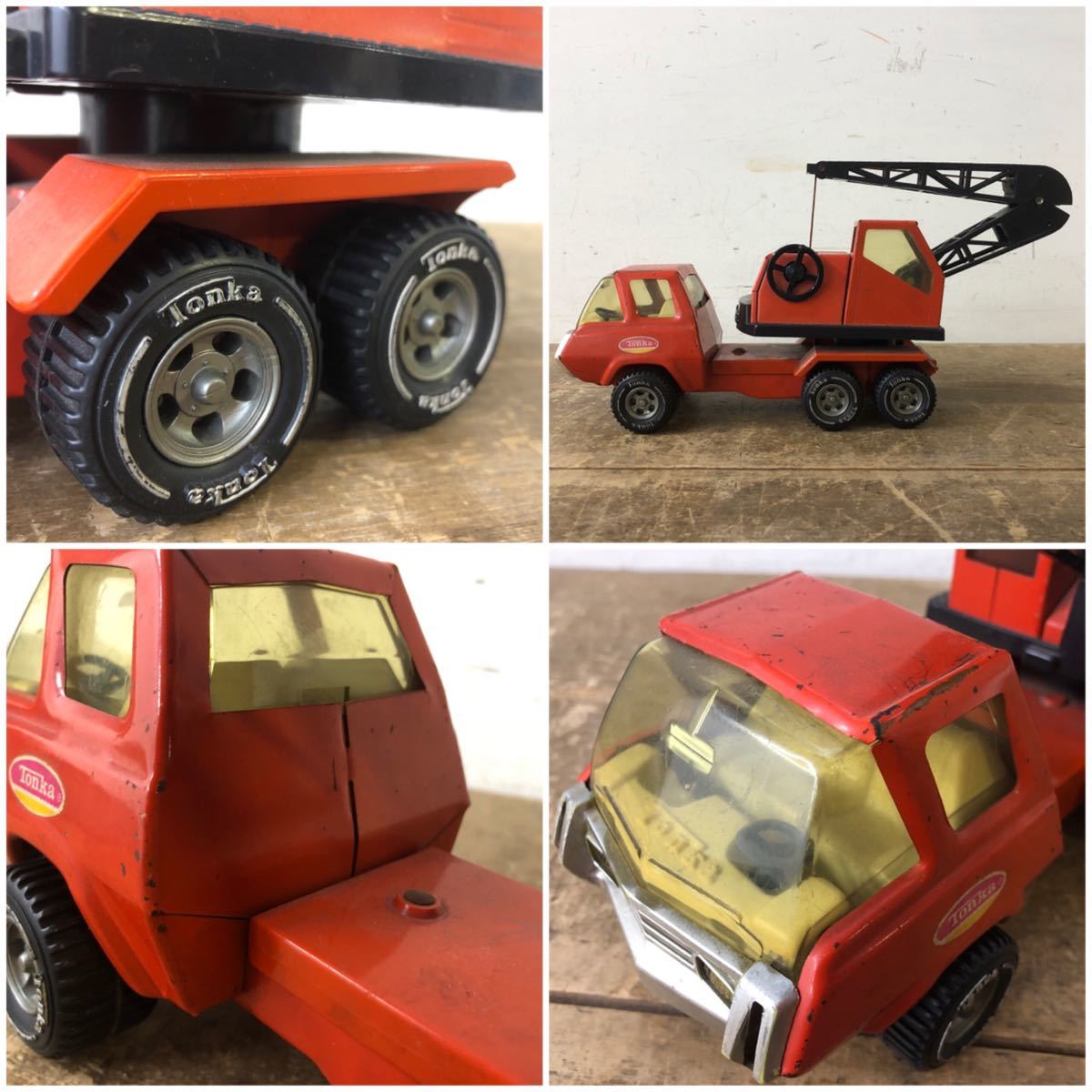 ZN】Tonka トンカ レトロ クレーン車 建築重機 おもちゃ ブリキ 玩具 